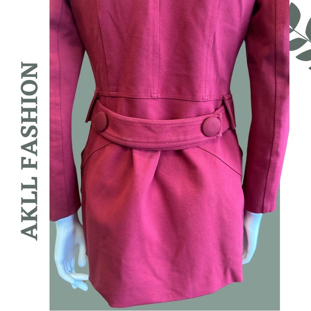 AKLL Fashion Red Moto Trench Jacket Large - Picture 9 of 10